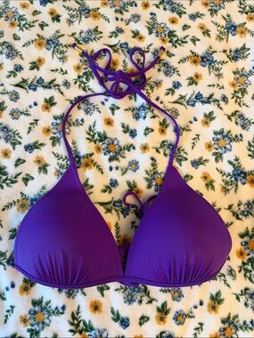 aerie Purple Triangle Halter Swim Top